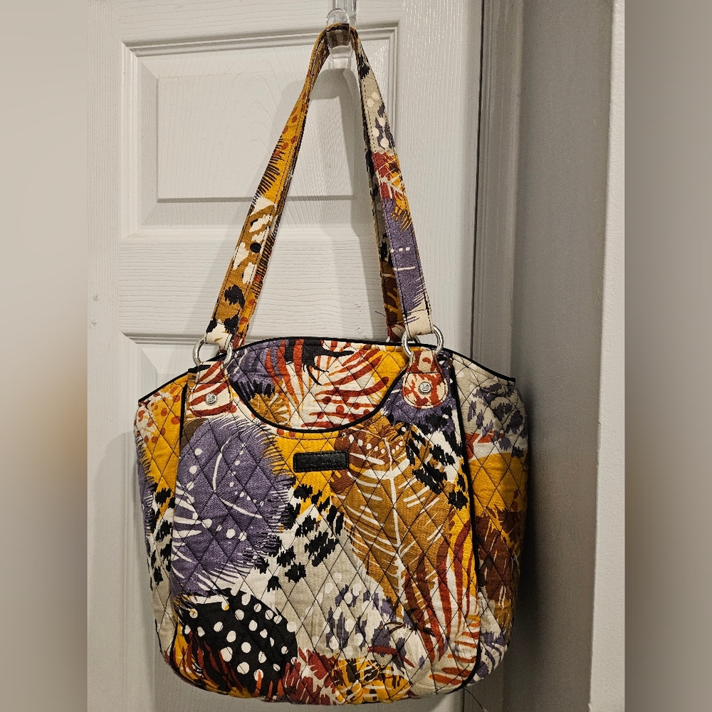 Vera Bradley Geometric Purple and Yellow Shoulder Bag